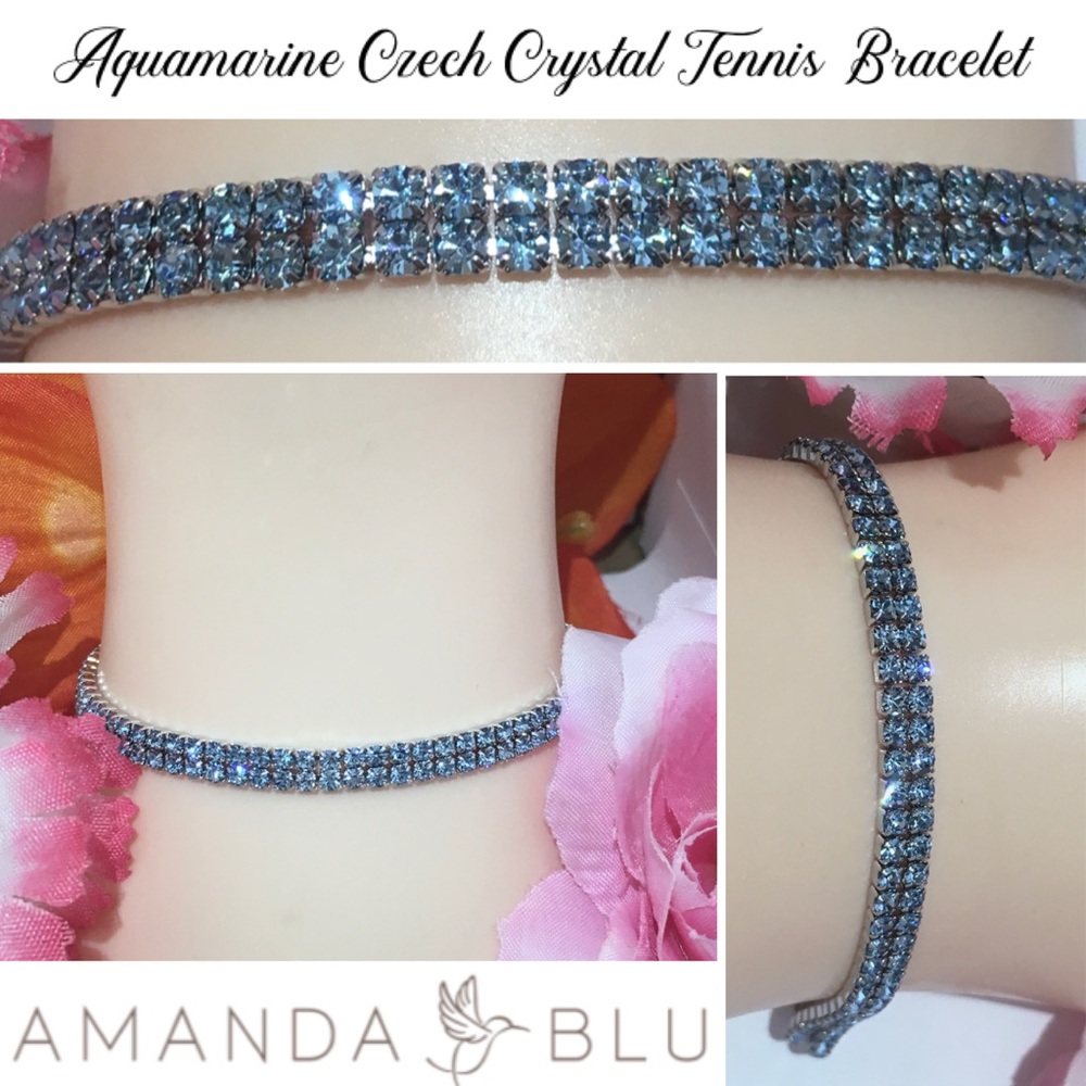 Radiant Aquamarine Czech Crystal Tennis Bracelet